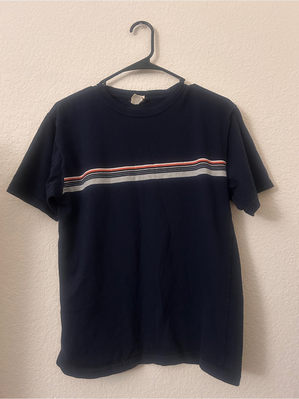 Y2K Faded Glory Stripe T Shirt Navy Red White Youth XL 16/18